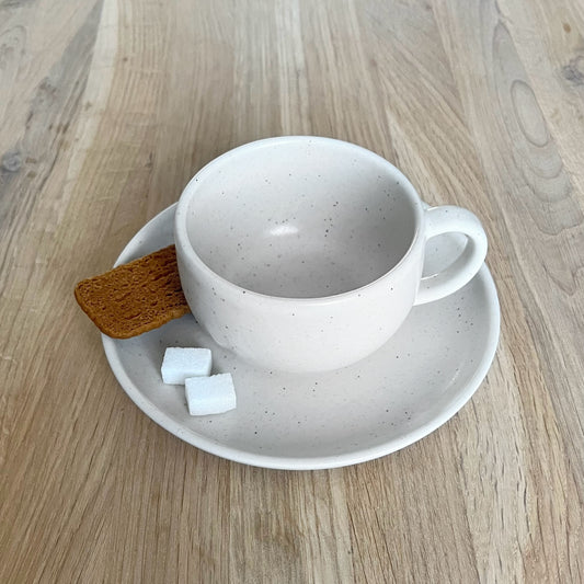 Tasse avec soucoupe "Omi" Écru - Grès fin