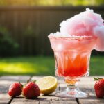 Préparation d’un cocktail barbapapa au goût de limonade et de fraise