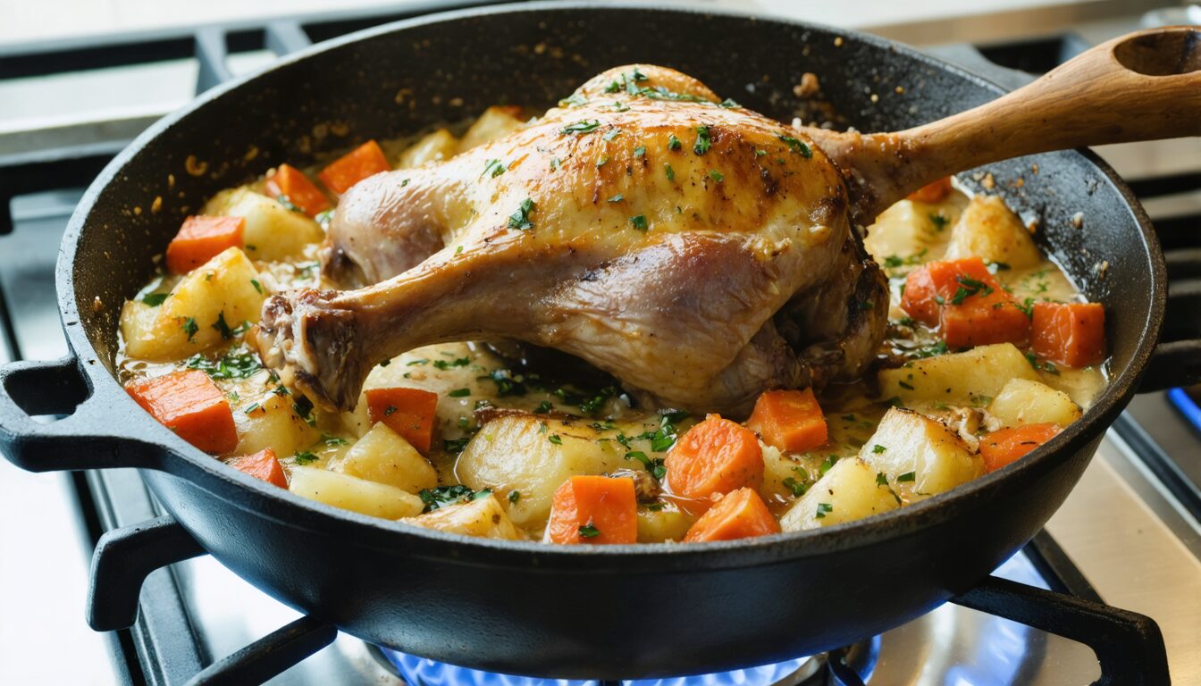 apprenez à réussir parfaitement la cuisson d’une cuisse de canard en cocotte en fonte grâce à nos conseils sur le temps de cuisson idéal pour une viande tendre et savoureuse.