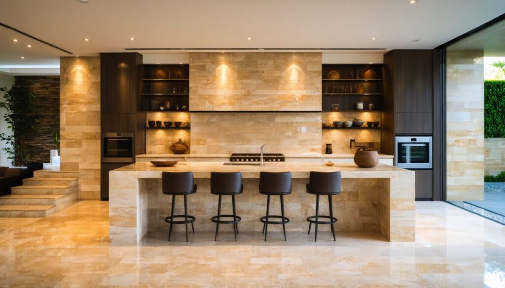 Découvrez l’élégance éternelle du travertin pour sublimer vos cuisines et salles de bain