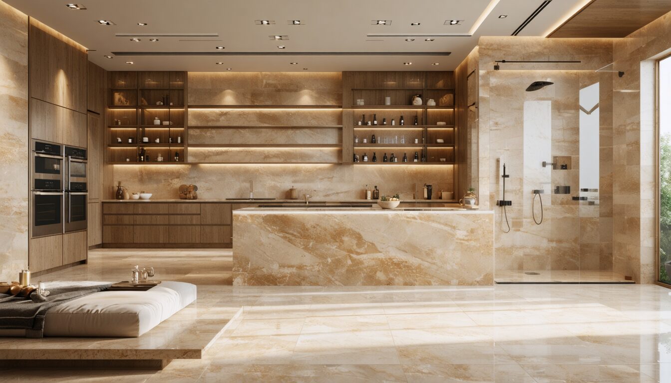apportez raffinement et authenticité à vos cuisines et salles de bain grâce à la beauté intemporelle du travertin, une pierre naturelle aux finitions élégantes et durables.