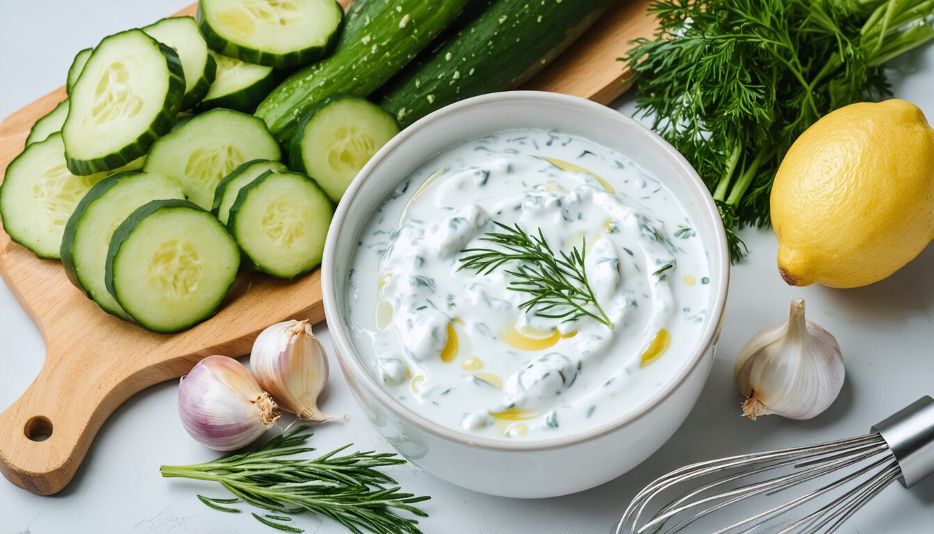 apprenez à réaliser un savoureux tzatziki maison grâce à la recette exclusive de tonbonbon.fr. facile, rapide et pleine de fraîcheur pour accompagner tous vos plats !