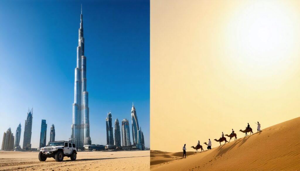Dubaï autrement : entre sommets vertigineux du Burj Khalifa et aventures inoubliables dans le désert