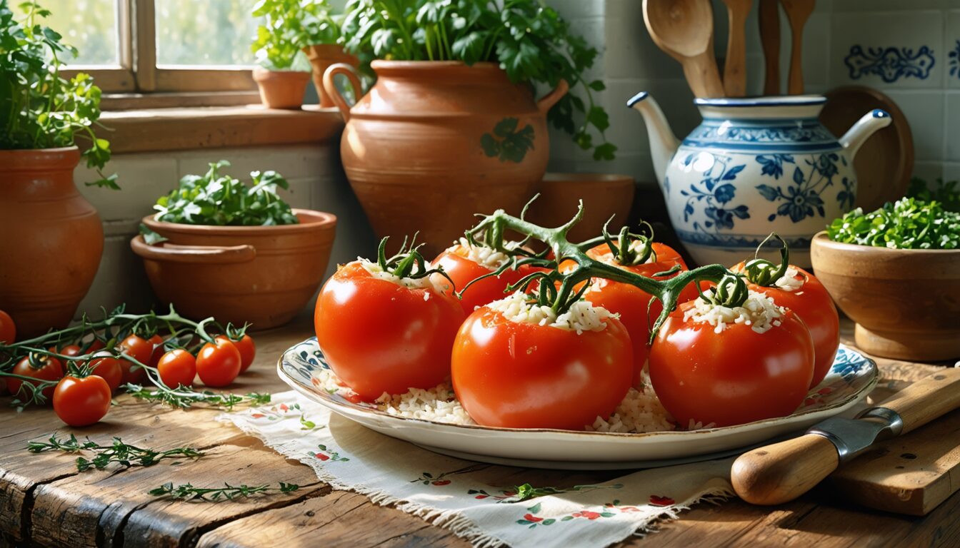découvrez la recette authentique de grand-mère pour des tomates farcies au riz savoureuses, préparées comme autrefois pour un goût traditionnel et réconfortant.