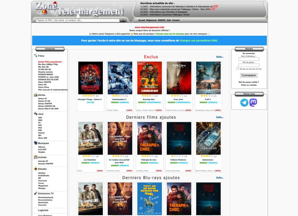 Site web pour télécharger films et séries gratuits.