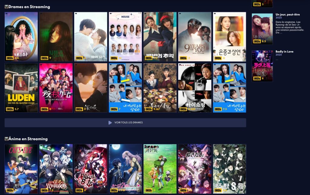 Affiches de drames et anime en streaming