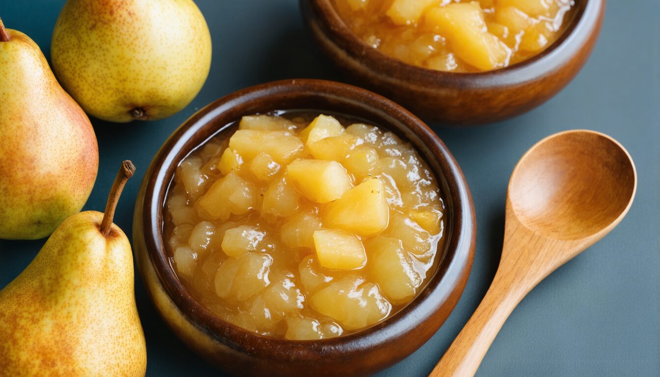 découvrez notre recette express de compote de poire maison, un dessert savoureux et naturel, facile à préparer pour régaler toute la famille.