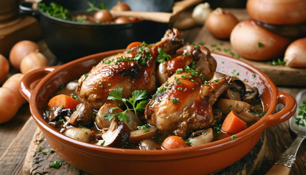 Coq au Vin Authentique : La Recette de Grand-Mère Simple et Savoureuse