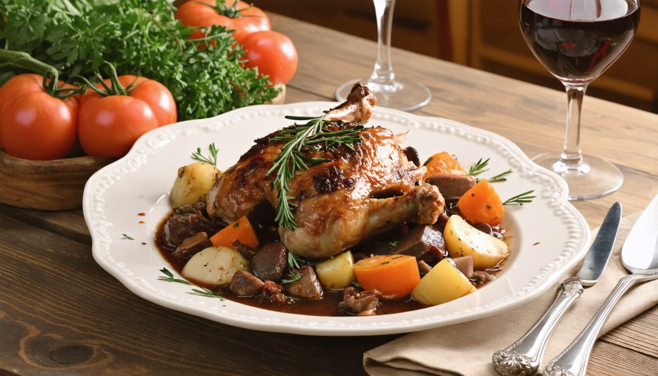 découvrez la recette traditionnelle du coq au vin authentique, simple à préparer et pleine de saveurs, comme chez grand-mère.