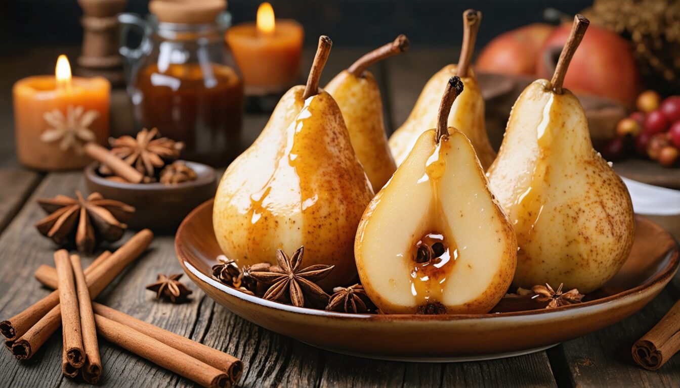 découvrez notre recette gourmande de délice de poires rôties au miel et aux épices, parfaite pour un dessert réconfortant et savoureux.