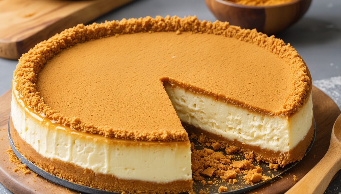 savourez un cheesecake onctueux aux framboises fraîches, sublimé par le croquant des spéculoos, pour un dessert délicieusement sucré et raffiné.