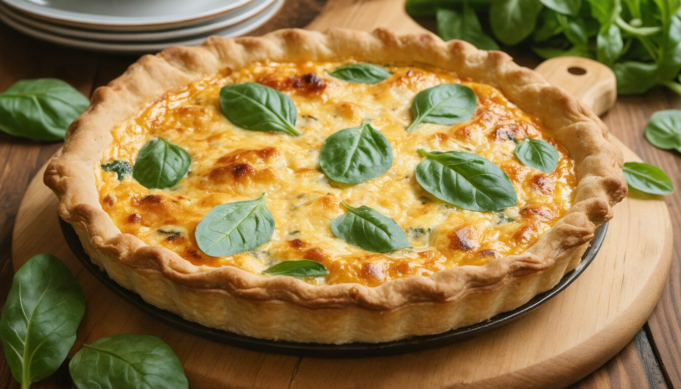 découvrez une recette facile et savoureuse de quiche aux épinards frais et fromage, parfaite pour un repas gourmand en toute simplicité.