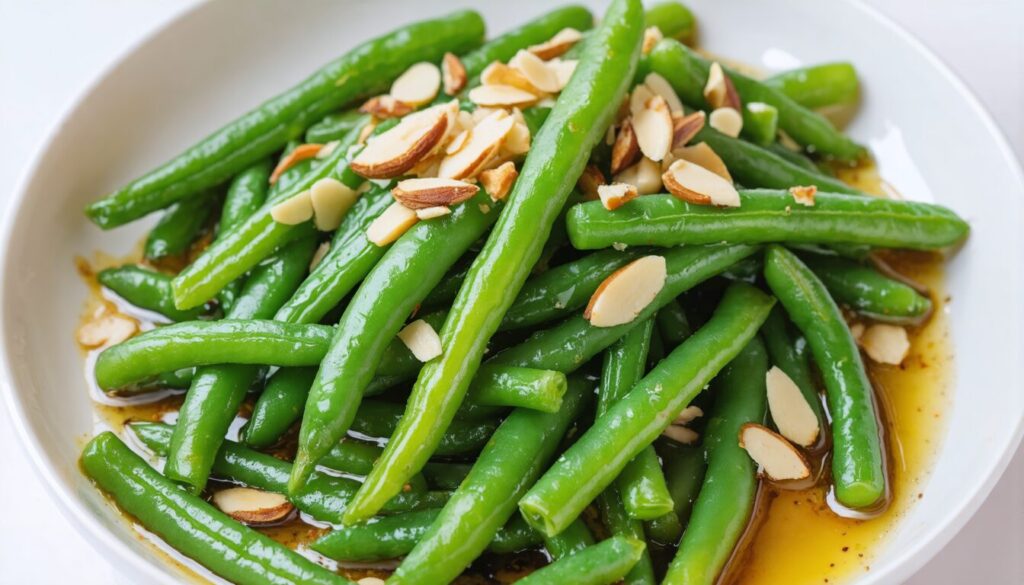 Délicieuse recette saine de haricots verts à l’amandine, simple et rapide à préparer