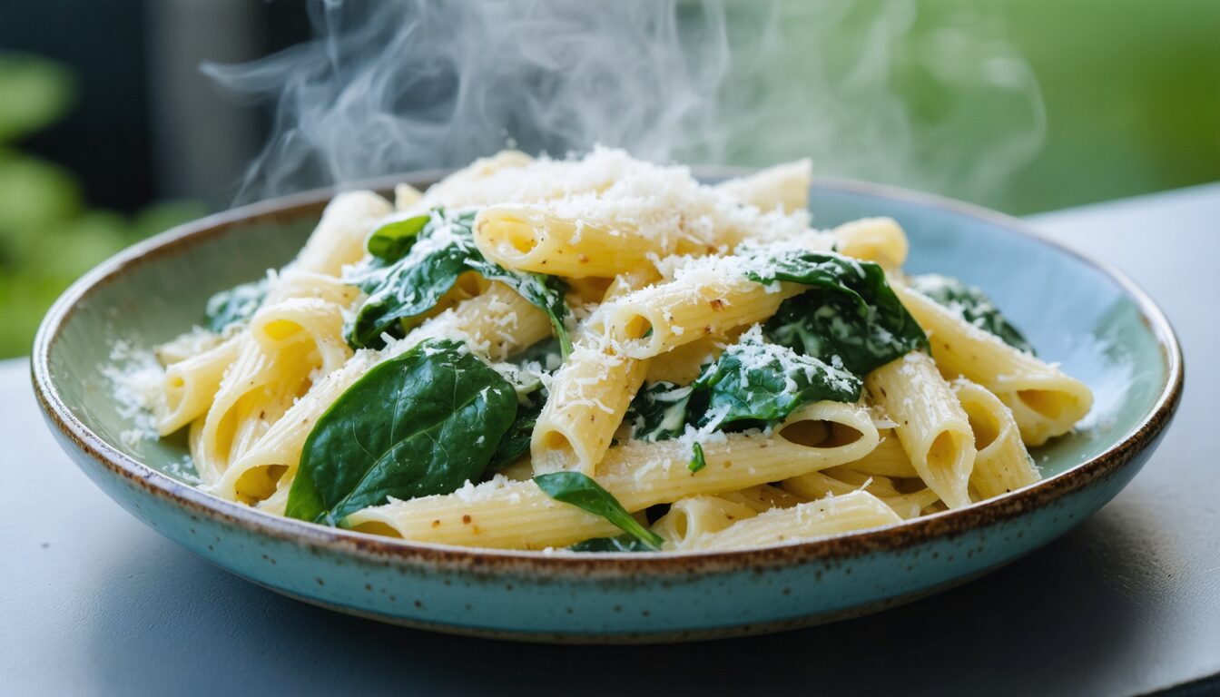 découvrez notre recette simple et rapide de pâtes aux épinards et parmesan, délicieuse et parfaite pour un repas savoureux en toute simplicité.