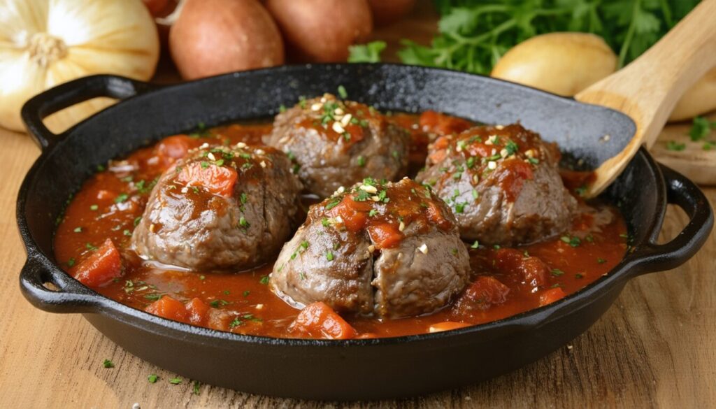 découvrez notre recette authentique de paupiettes de veau en sauce, délicieusement mijotées au four pour un plat savoureux et facile à réaliser.