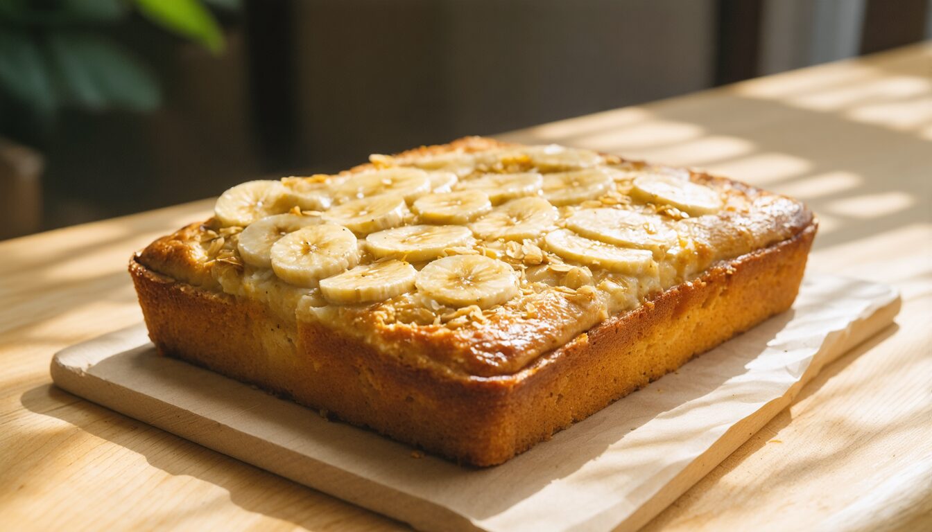 découvrez la recette facile et saine d'un gâteau moelleux aux flocons d’avoine, banane et yaourt, idéal pour un dessert gourmand et nutritif.