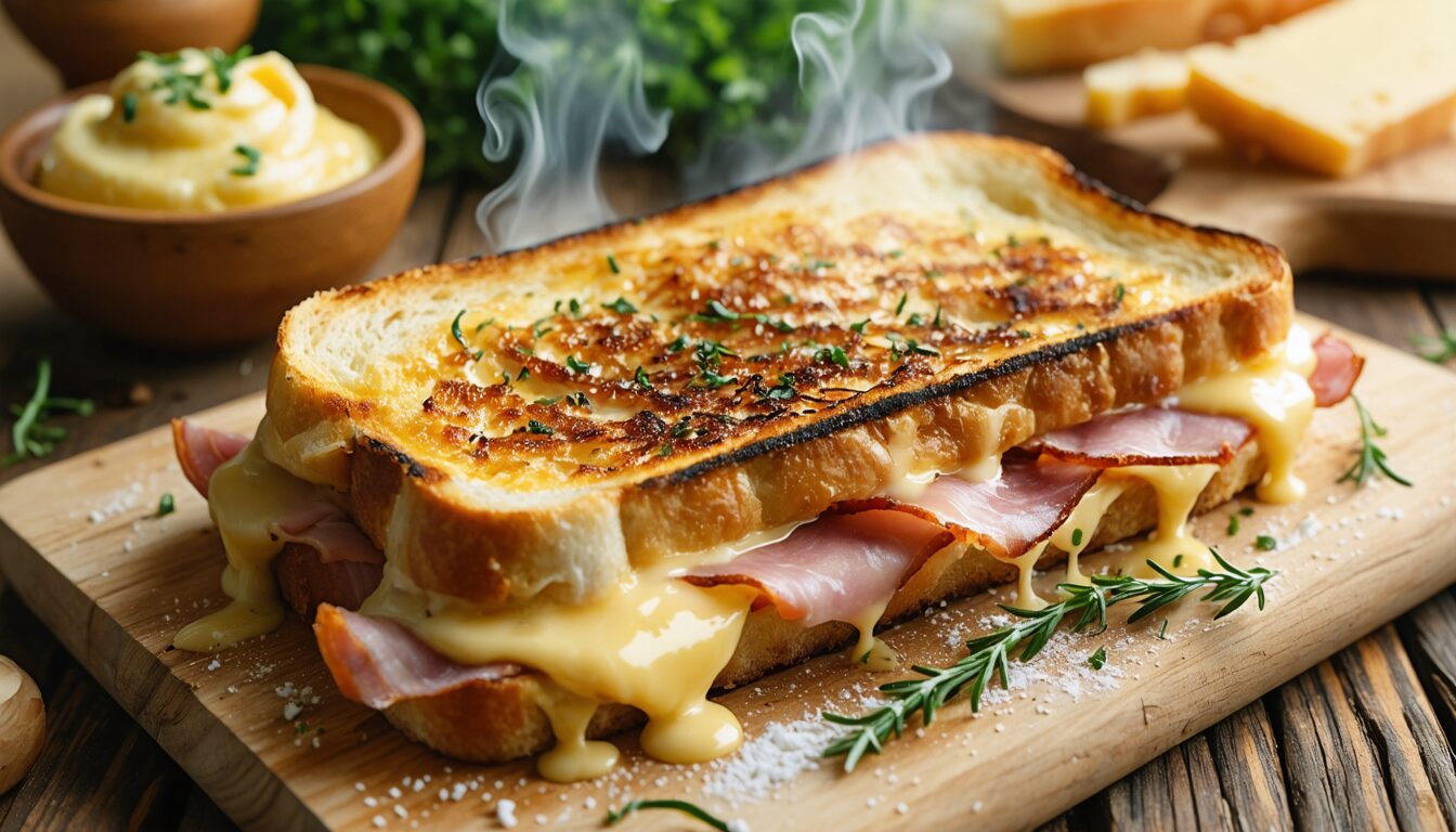 découvrez la recette inratable du croque-monsieur authentique au four, généreusement nappé d'une sauce béchamel crémeuse pour un plat savoureux et gourmand.