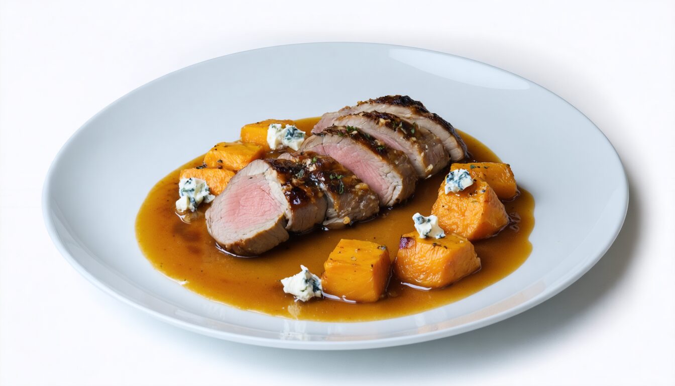 découvrez notre recette savoureuse de magret de canard à l’orange caramélisée, accompagné de pommes de terre rôties au fromage bleu, pour un repas gourmand et élégant.