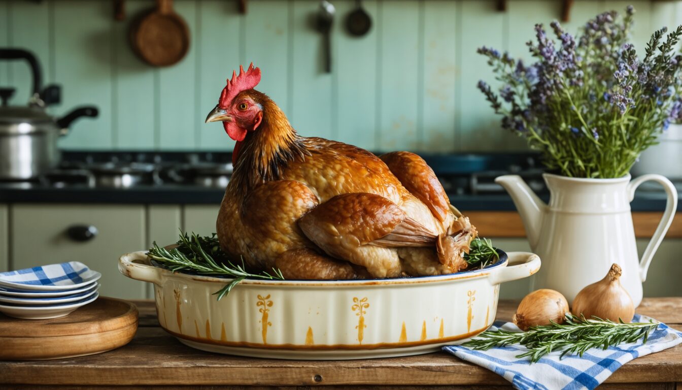 découvrez comment préparer une poule au pot à l’ancienne, un mijoté traditionnel aux saveurs authentiques, fidèle aux recettes de nos grand-mères.