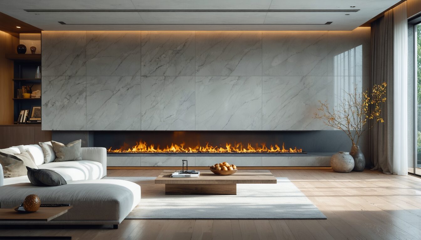 apportez une touche de chaleur et de style à votre intérieur contemporain avec une cheminée design, alliant convivialité et esthétique moderne.