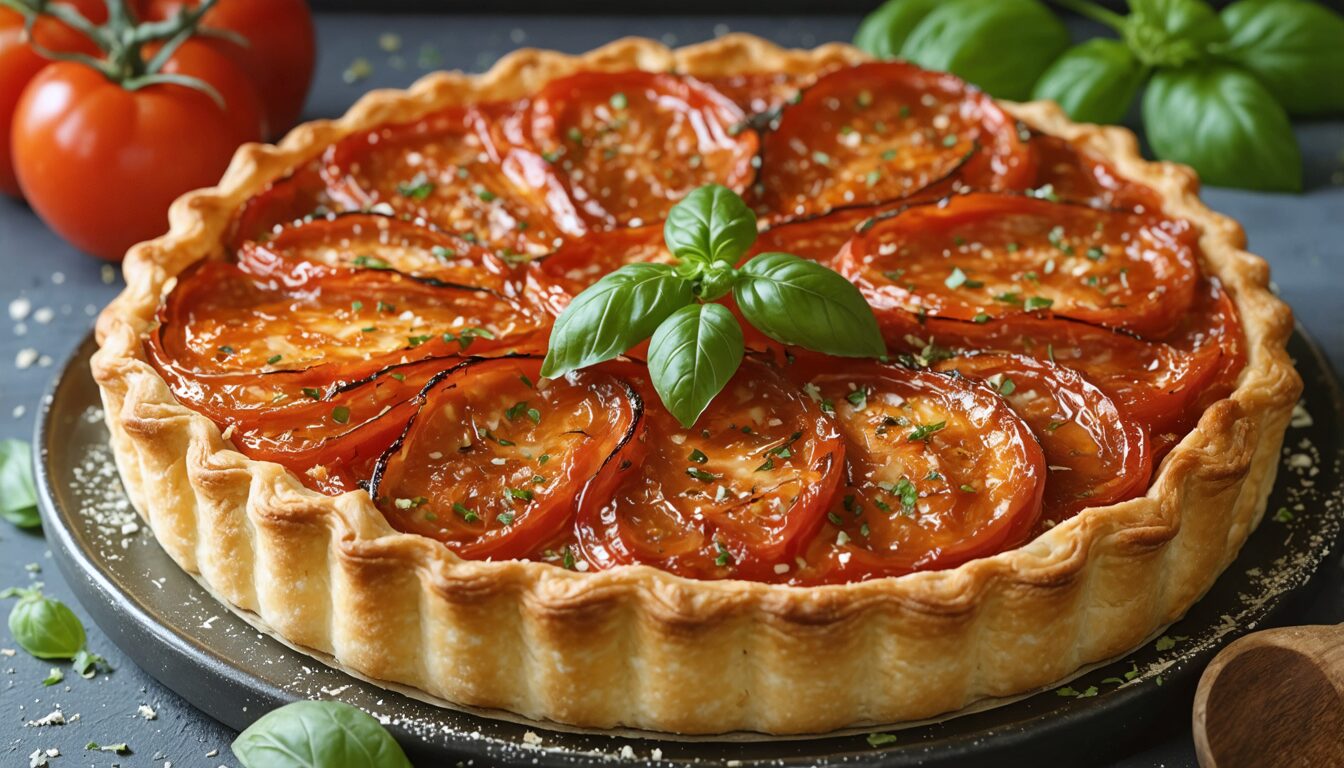 découvrez la recette gourmande de la tarte tatin aux tomates fondantes et caramélisées, un délice renversé alliant douceur et saveurs estivales pour régaler vos papilles.