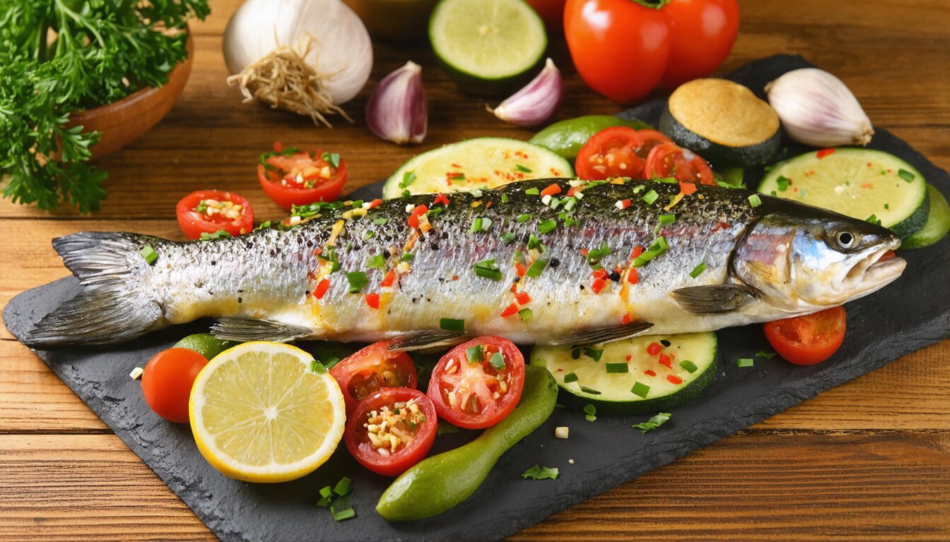 découvrez notre recette de délice de truite au four accompagné de légumes rôtis, une préparation saine et savoureuse pour un repas équilibré et gourmand.