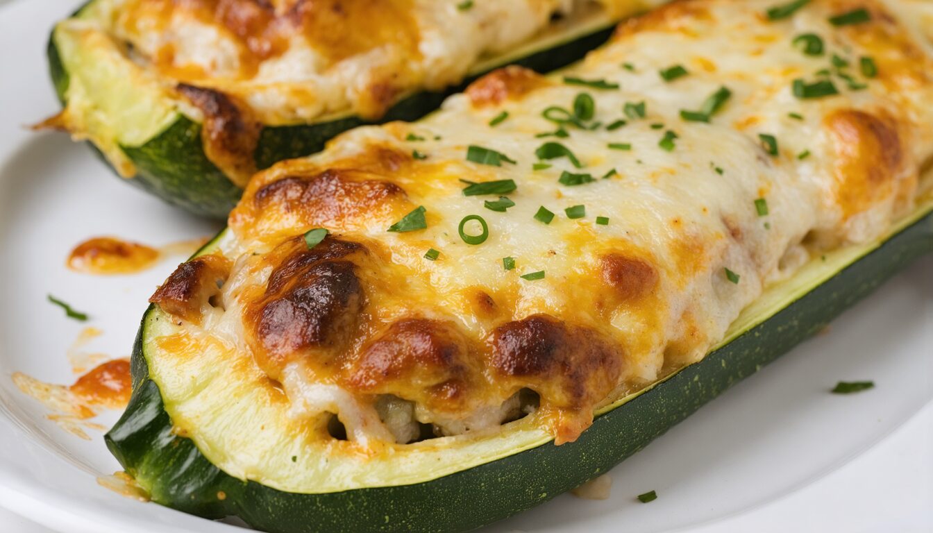 découvrez nos délices de courgettes farcies, garnies de viande hachée savoureuse, tomates juteuses et fromage fondant gratiné pour un repas gourmand et équilibré.