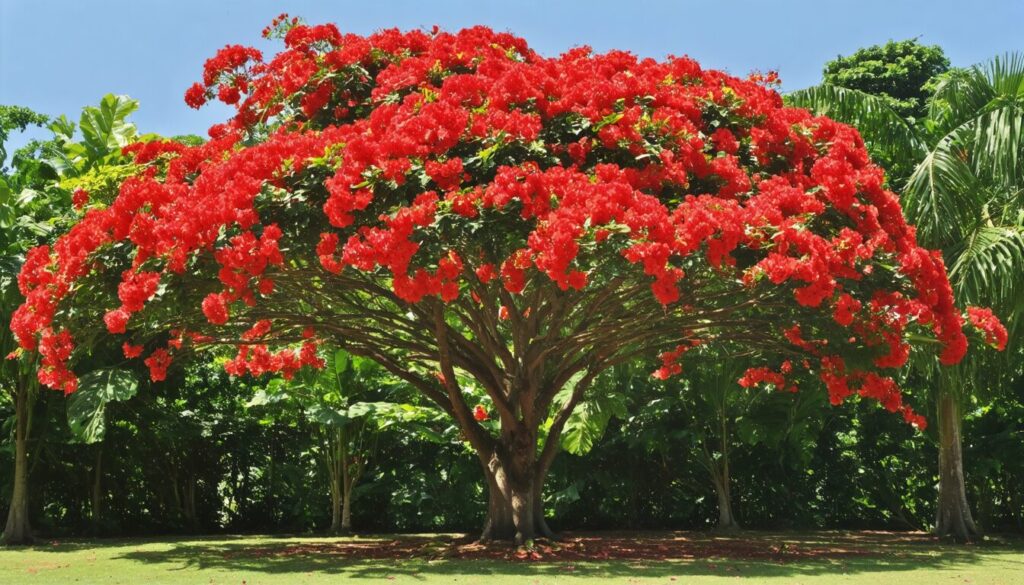 Delonix regia : Le flamboyant, arbre tropical aux fleurs rouges éclatantes