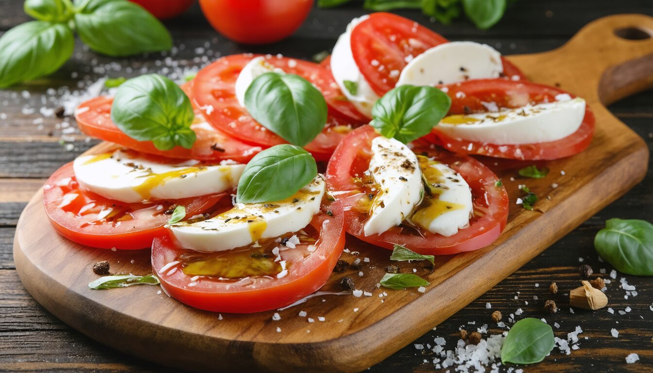 découvrez la recette authentique de la salade caprese, un plat italien simple et savoureux, parfait pour toutes les occasions. fraîcheur et goût garantis!