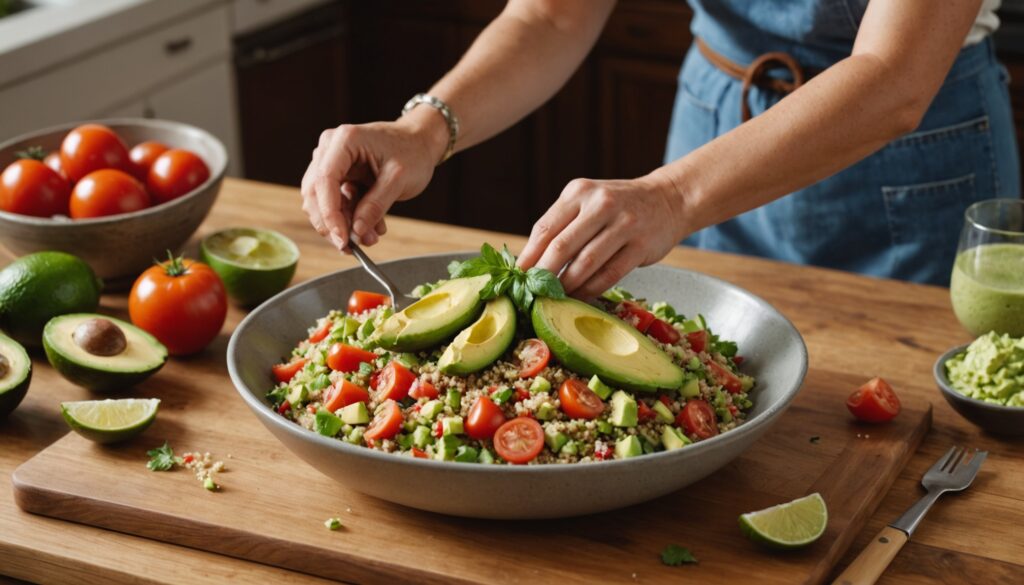 Délicieuse Salade de Quinoa Express : Avocat Crémeux, Tomates Juteuses et Zeste de Citron Vert