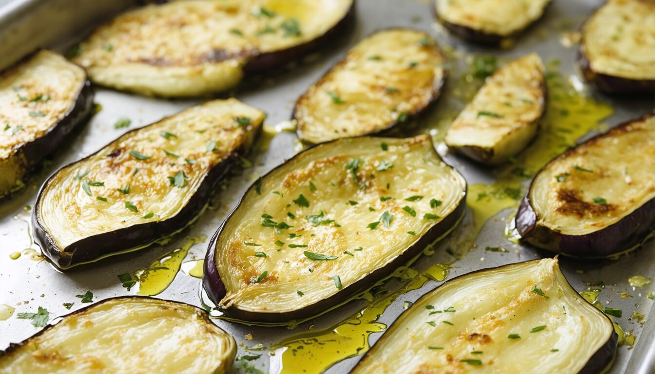 découvrez une recette savoureuse et ultra simple d'aubergine au four, parfaite pour un plat gourmand et facile à préparer en quelques minutes.