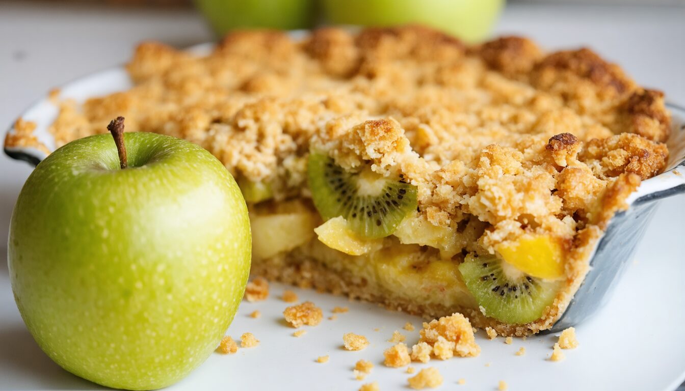 découvrez notre recette simple et savoureuse de crumble maison aux pommes et kiwis, un dessert fruité parfait pour toutes les occasions.