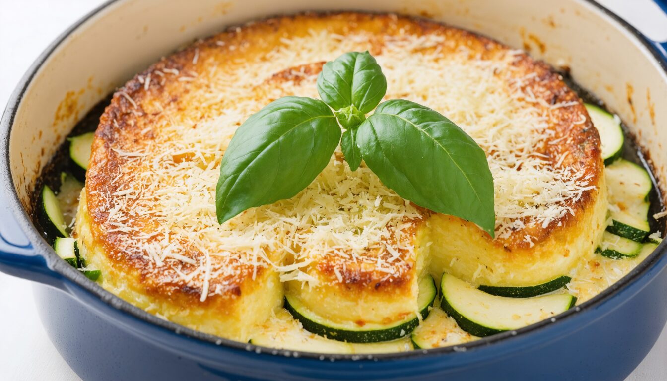 découvrez notre recette simple et légère de flan de courgettes au parmesan et basilic, parfaite pour un délice estival frais et savoureux.