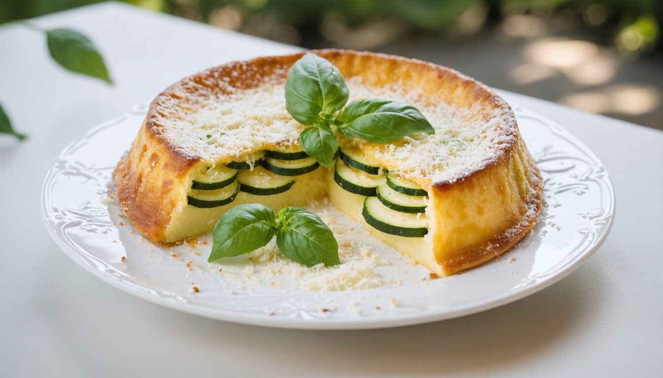 découvrez notre recette simple et légère de flan de courgettes au parmesan et basilic, parfaite pour un délice estival frais et savoureux.