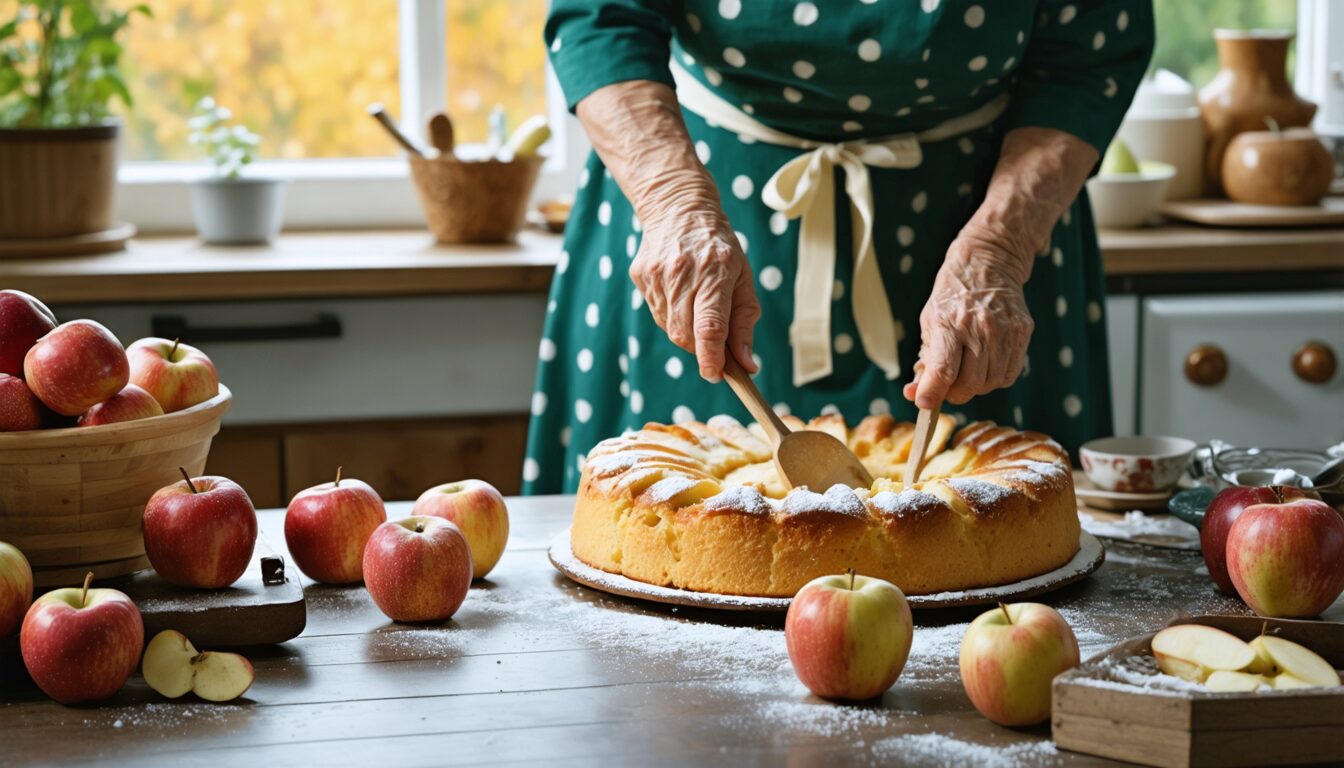découvrez la recette facile et rapide du gâteau aux pommes moelleux de grand-mère, un délice d'automne parfait pour régaler toute la famille avec des saveurs authentiques et réconfortantes.