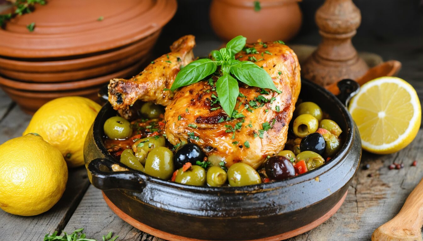 découvrez la recette simple et savoureuse du tajine de poulet aux olives et citrons confits, un classique des délices du maroc à réaliser chez vous facilement.