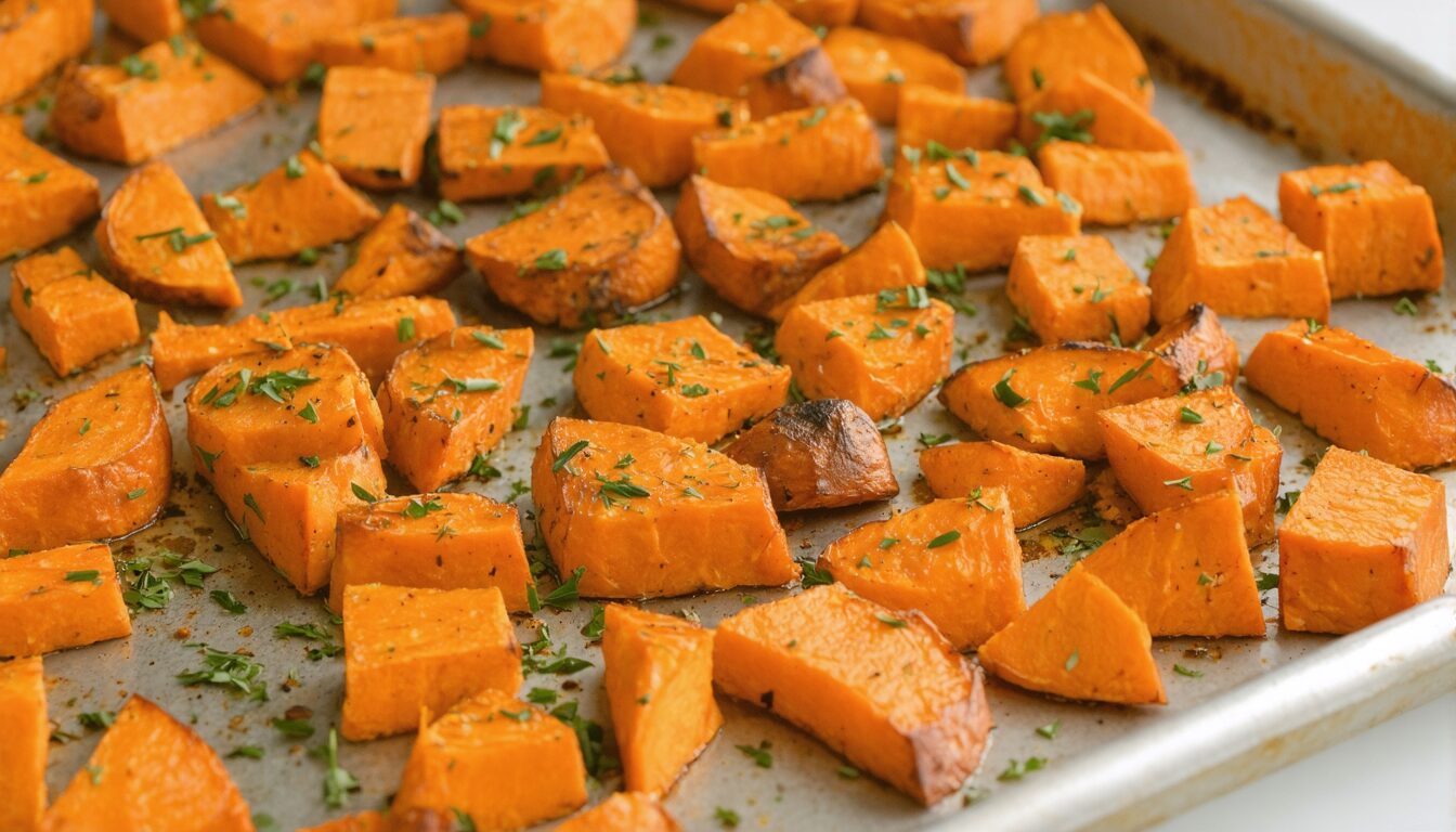 découvrez notre recette facile et savoureuse de patates douces rôties au four, idéale pour un repas gourmand et rapide à préparer.