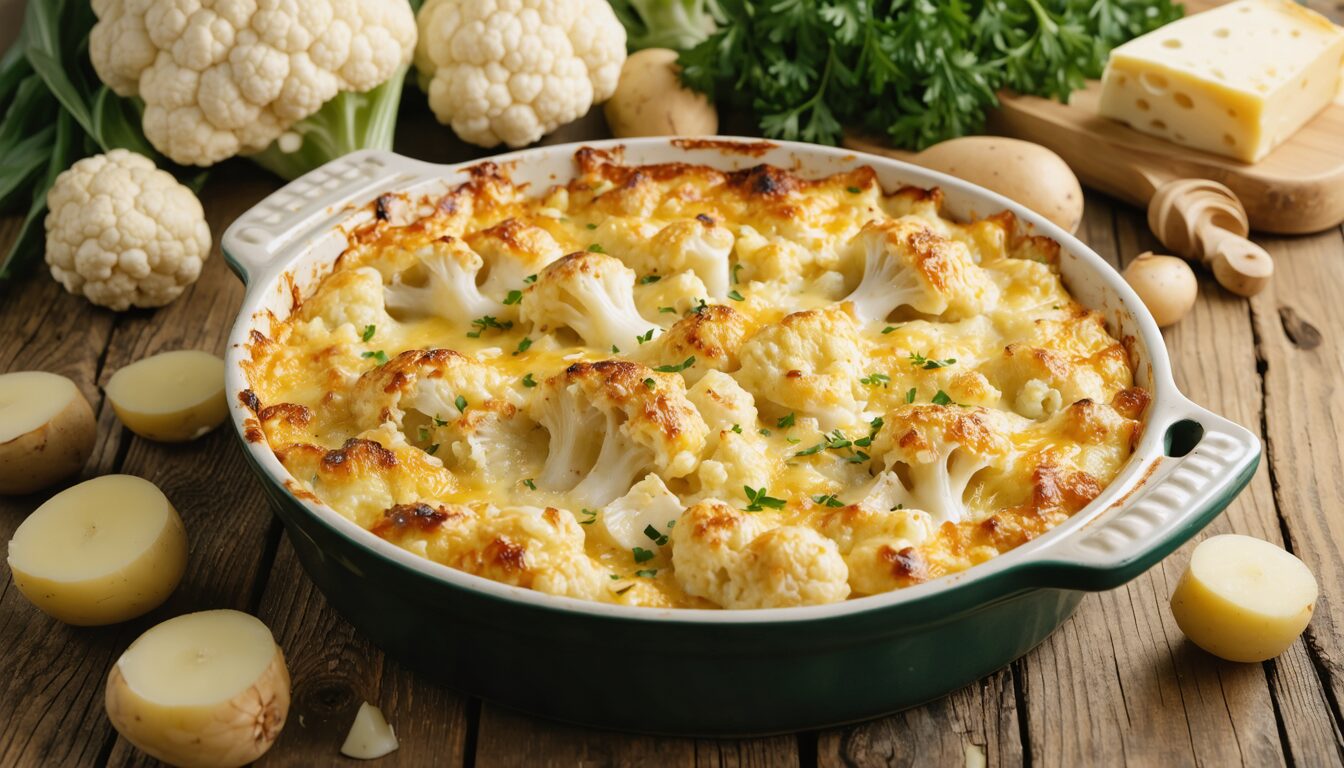 découvrez notre recette simple et savoureuse de gratin fondant au chou-fleur et pommes de terre, parfait pour un repas réconfortant en toute saison.