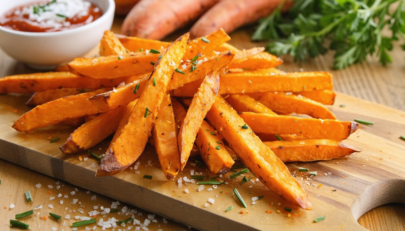 découvrez notre recette simple de frites de patates douces croustillantes au four, une option saine et savoureuse pour vos repas gourmands.