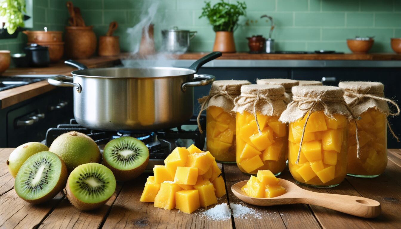 découvrez la recette authentique de grand-mère pour une délicieuse confiture maison de kiwi et mangue, facile à préparer et parfaite pour savourer des saveurs naturelles.
