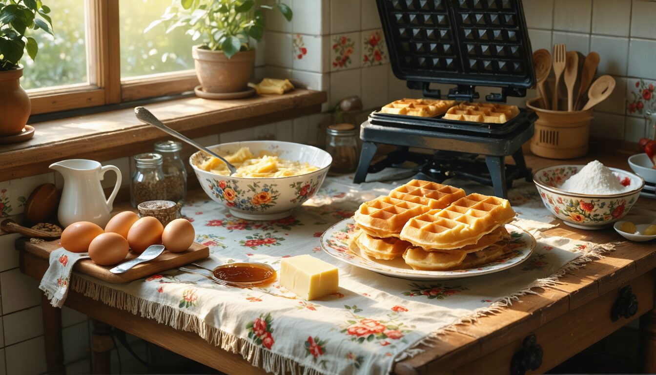 découvrez la recette traditionnelle des gaufres à l'ancienne, comme chez grand-mère, pour des gaufres croustillantes et savoureuses qui éveilleront vos souvenirs d'enfance.