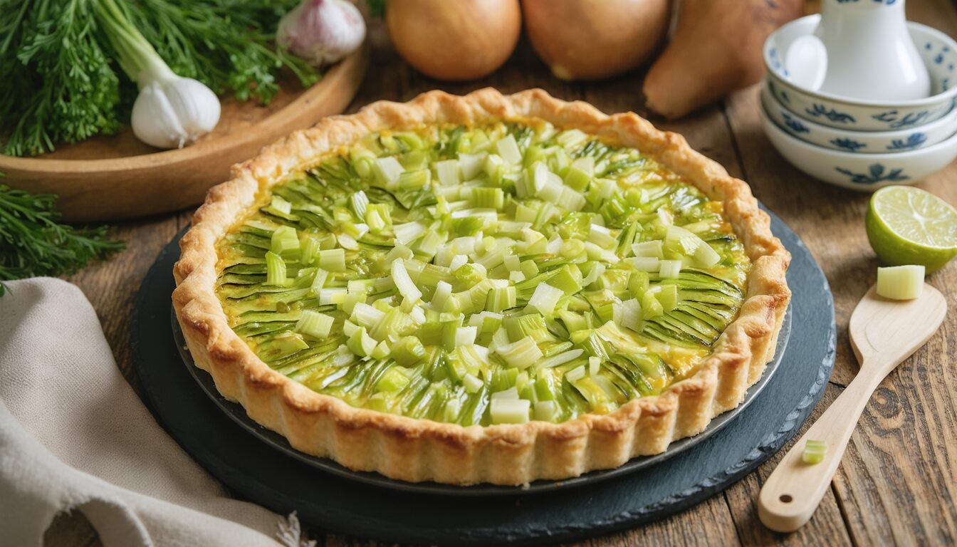 découvrez la recette traditionnelle simplifiée de la tarte aux poireaux authentique, idéale pour un plat savoureux et facile à préparer.