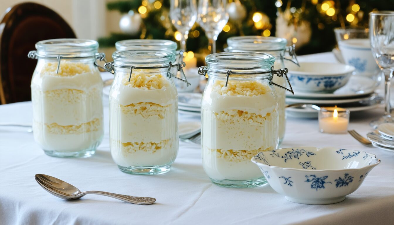découvrez notre recette de riz au lait crémeux en verrines, un dessert doux et réconfortant qui réchauffe le cœur à chaque cuillère.