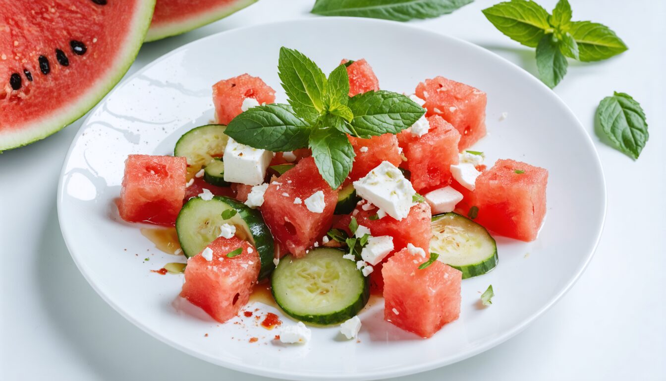 découvrez la salade concombre & pastèque, une recette estivale rafraîchissante et facile à préparer, idéale pour vos repas légers et gourmands cet été.
