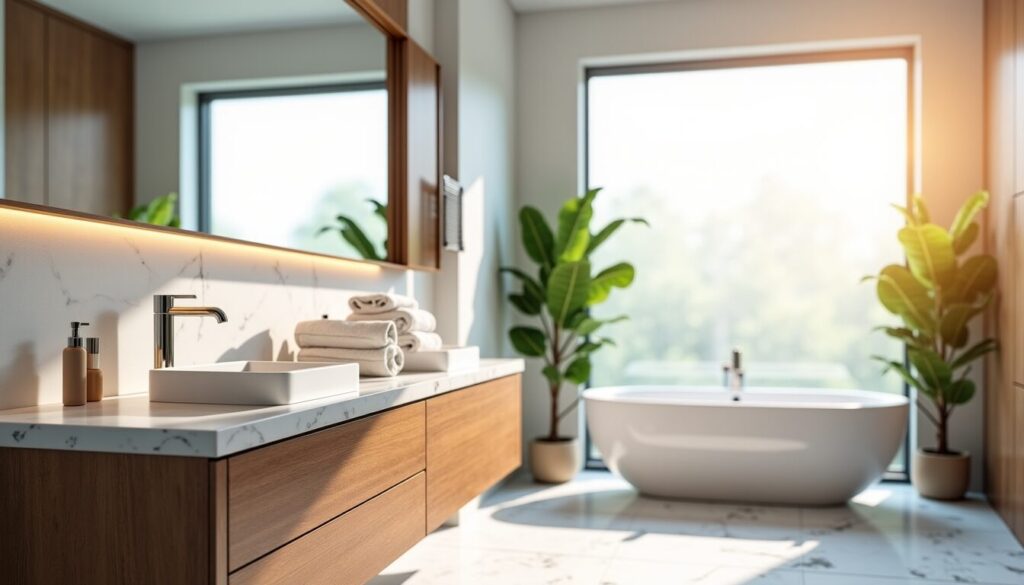 Comment le marbre et le bois redéfinissent-ils la salle de bain ?